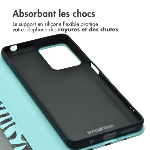imoshion Étui de télephone portefeuille Design Motorola Moto G24 Power - Black Blue Stripes