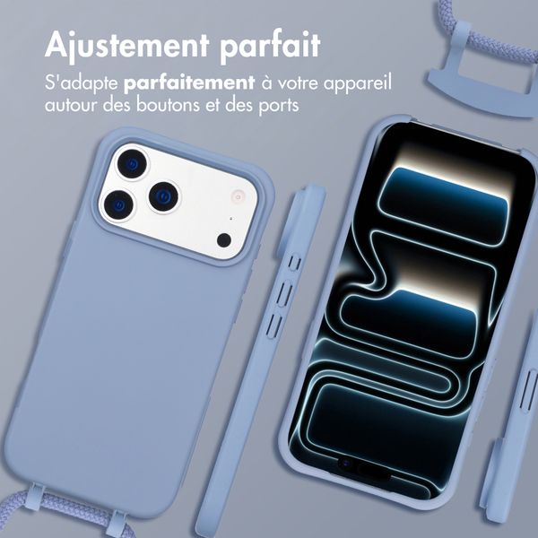 imoshion Coque arrière Color avec cordon amovible et MagSafe Apple iPhone 17 Pro - Ash Blue
