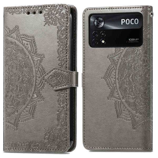 imoshion Etui de téléphone portefeuille Mandala Xiaomi Poco X4 Pro 5G - Gris