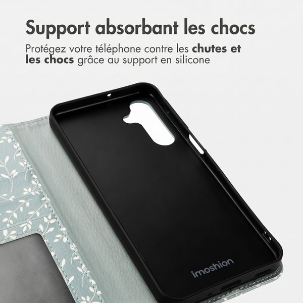 imoshion Étui de télephone portefeuille Design Samsung Galaxy A16 - Smoke Green Flowers