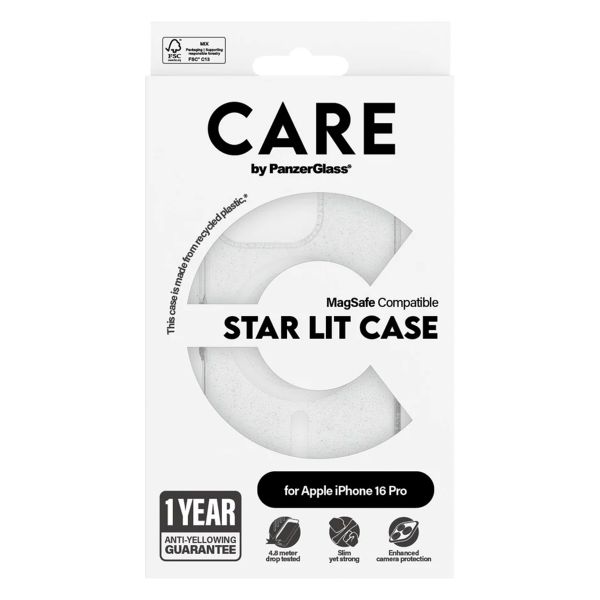 CARE by PanzerGlass Coque Star Lit avec MagSafe iPhone 16 Pro - Blanc