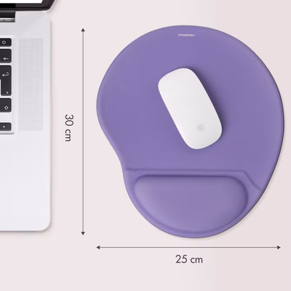 imoshion Tapis de souris ergonomique - Tapis de souris avec repose-poignet - 30 x 25 cm - Lilas