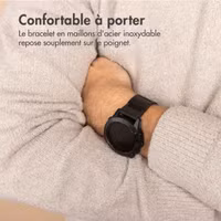 Accezz Bracelet en acier Titane mat  - Connexion Garmin 22 mm - Noir