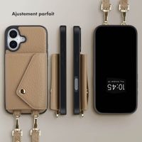 Selencia Coque de télephone Sera avec cordon et porte-cartes enveloppe Apple iPhone 17 - Taupe