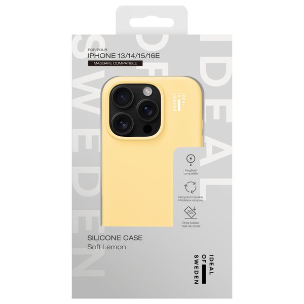 iDeal of Sweden Coque en silicone avec MagSafe Apple iPhone 17e / 16e / 15 / 14 / 13 - Soft Lemon