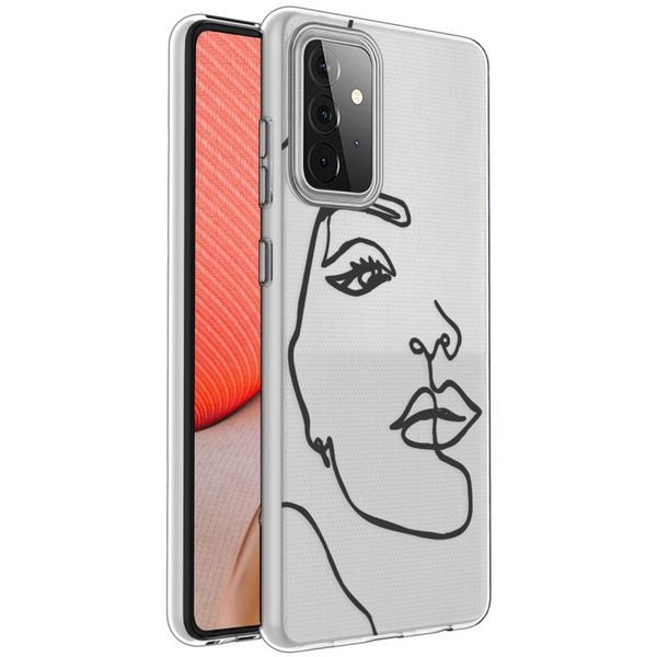 imoshion Coque Design Samsung Galaxy A72 - Visage abstrait - Noir