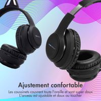 imoshion Casque sans fil pour enfants LED Light Cat Ear - Limiteur de décibels - Avec câble AUX - Noir
