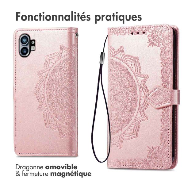 imoshion Etui de téléphone portefeuille Mandala Nothing Phone (1) - Rose Dorée