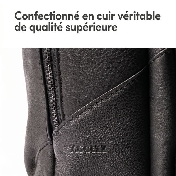 Accezz Leather Sac à dos ordinateur 16 pouces - Noir