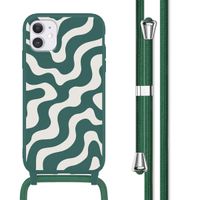imoshion Coque design en silicone avec cordon Apple iPhone 11 - Petrol Green Groovy