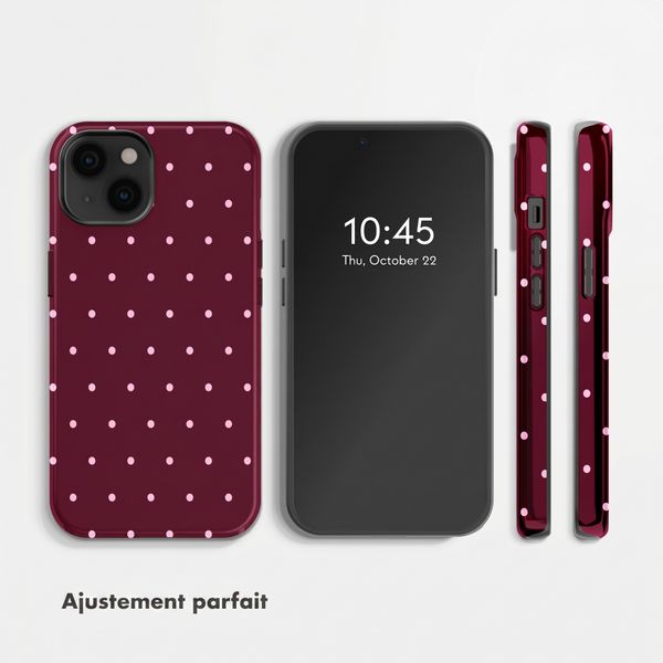 Selencia Coque arrière Vivid Apple iPhone 14 - Happy Dots Burgundy