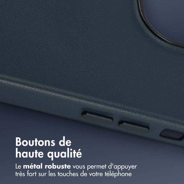 Accezz Coque arrière en cuir avec MagSafe iPhone 13 Pro - Nightfall Blue