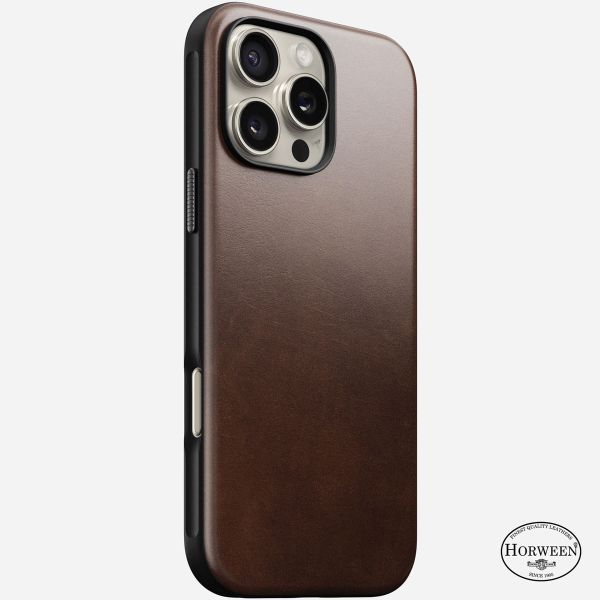 Nomad Coque Modern Horween Leather Apple iPhone 16 Pro Max - Rustic Brown