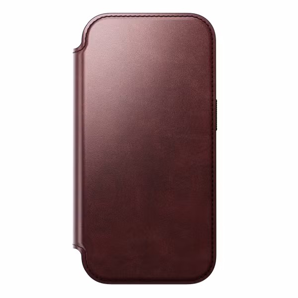 Nomad Étui de style livre folio moderne en cuir Horween avec MagSafe Apple iPhone 17 Pro - Burgundy