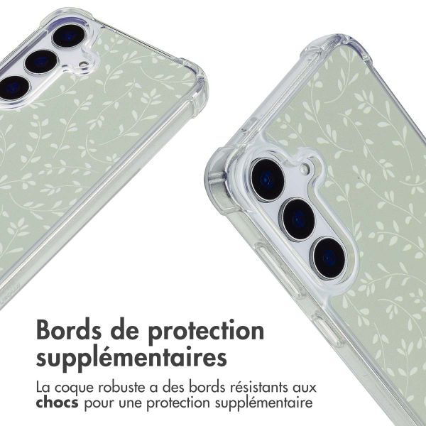 imoshion Coque Design avec cordon Samsung Galaxy S25 - Smoke Green Flowers