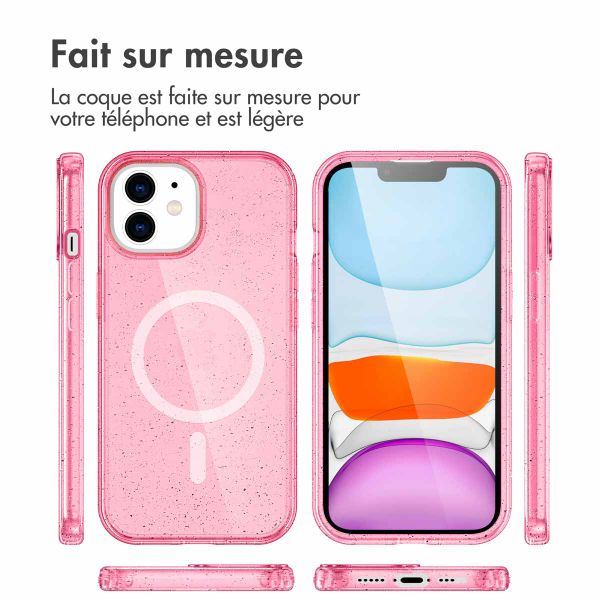 imoshion Coque Pailletée avec MagSafe Apple iPhone 12 (Pro) - Paillettes Rose