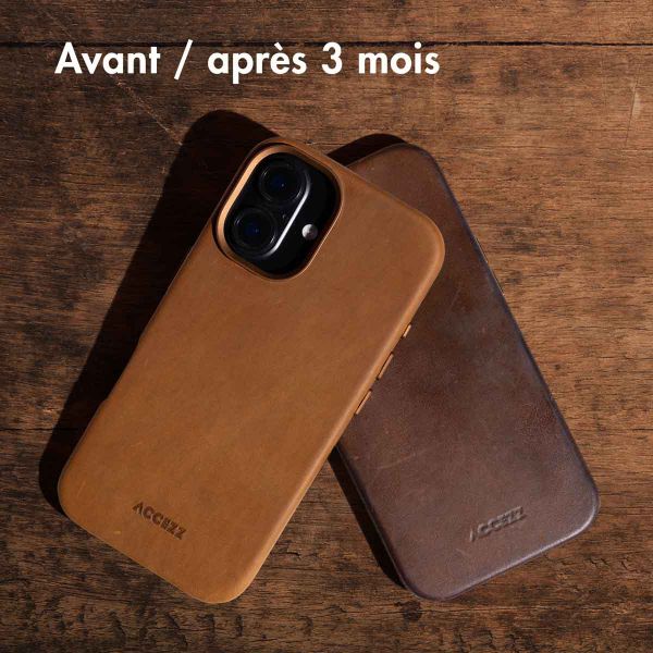 Accezz Coque MagSafe en cuir vintage Apple iPhone 14 Pro - Tabacco Cognac