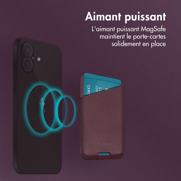 Accezz Porte-cartes en cuir - Compatible avec MagSafe et Qi2 - Heath Purple