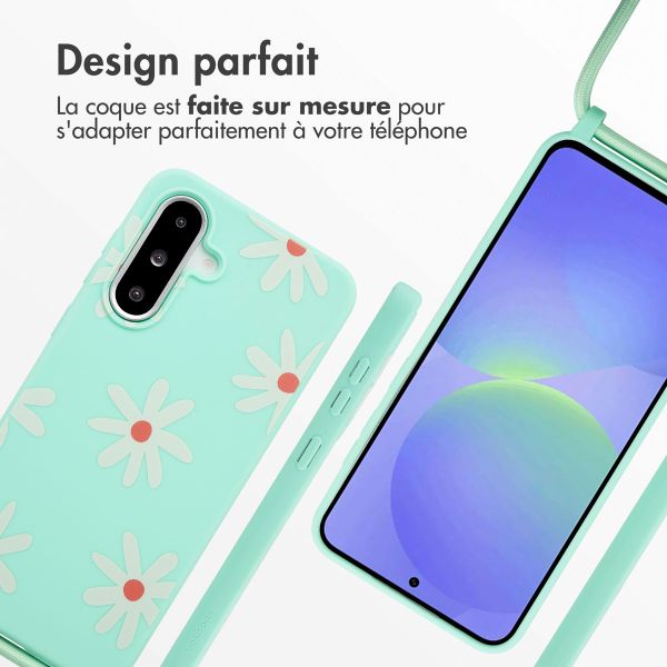 imoshion Coque design en silicone avec cordon Samsung Galaxy A36 / A56 - Green Flower Distance