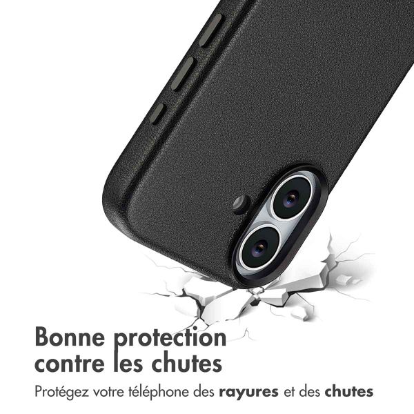 Accezz Coque arrière en cuir avec MagSafe Apple iPhone 17 - Onyx Black
