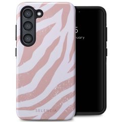 Selencia Coque arrière Vivid Tough Samsung Galaxy S23 - Colorful Zebra Old Pink