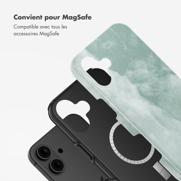 Selencia Coque arrière Vivid Tough avec MagSafe iPhone 16 - Marble Grayed Jade