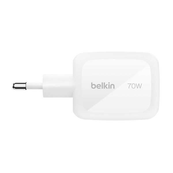Belkin BoostCharge Pro chargeur GaN 3 ports 70 W avec kit d’adaptateurs de voyage - Blanc