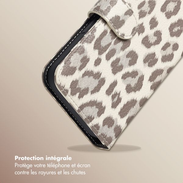 Selencia Étui de télephone portefeuille imprimé léopard Sabi Samsung Galaxy A36 / A56 - Soft Ivory