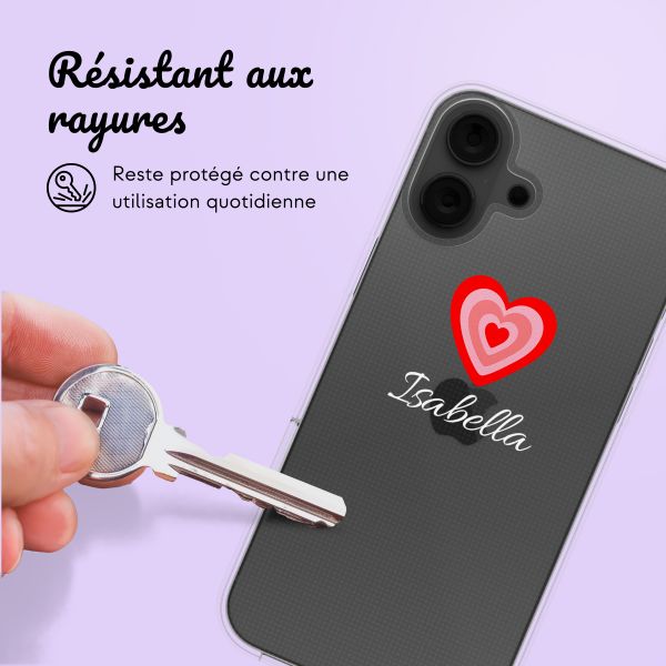 Coque personnalisée avec un cœur iPhone 16 - Transparent