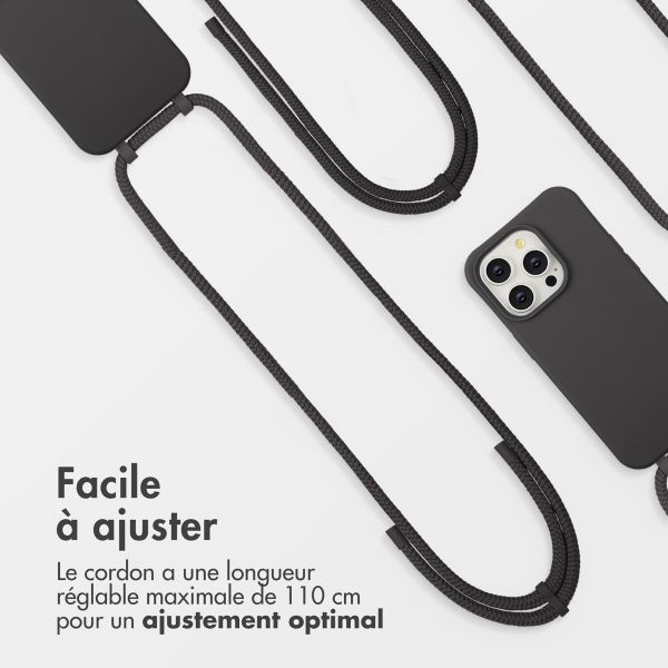 imoshion Coque arrière Color avec cordon amovible et MagSafe Apple iPhone 14 Pro - Black Coffee