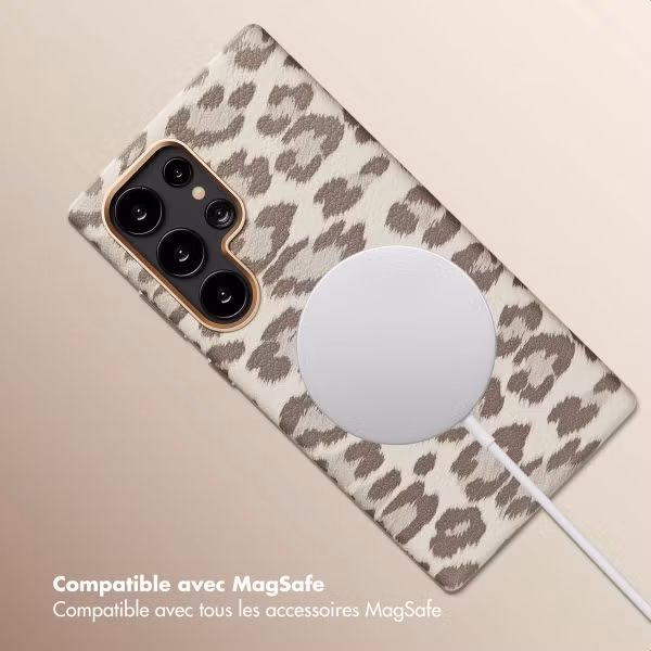 Selencia Coque Sabi imprimé panthère avec MagSafe Samsung Galaxy S24 Ultra - Soft Ivory