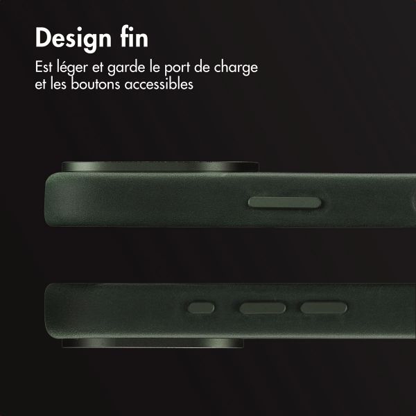 Accezz Coque MagSafe en cuir vintage Apple iPhone 16 Pro - Smokey Green