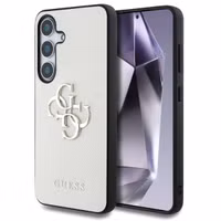 Guess Coque 4G Metal Logo Saffiano Samsung Galaxy S25 - Beige