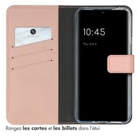 Selencia Étui portefeuille en cuir véritable Samsung Galaxy A54 (5G) - Rose