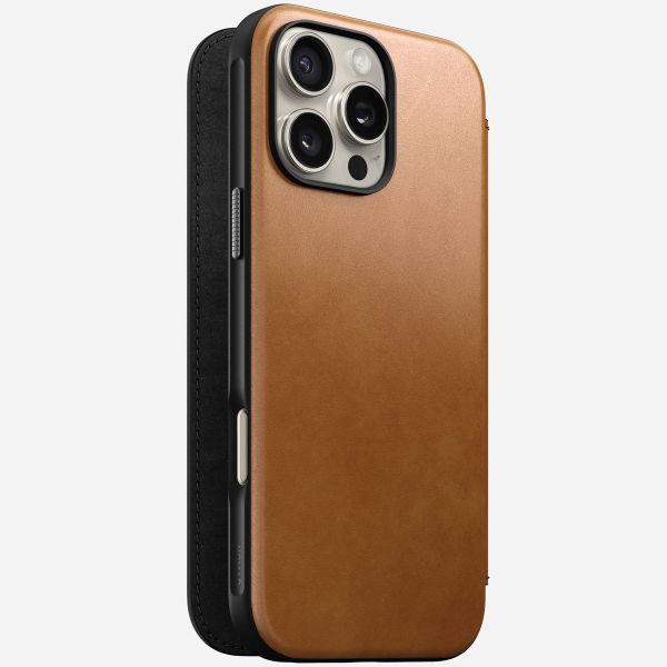Nomad Étui de télephone portefeuille Modern Leather Folio Apple iPhone 16 Pro Max - English Tan