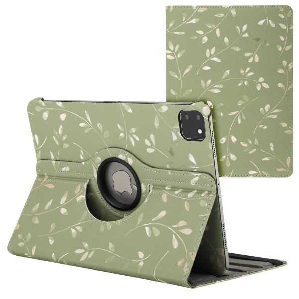 imoshion Coque tablette Design rotatif à 360° Apple iPad Pro 11 (2025) M5 / (2024) M4 - Green Flowers
