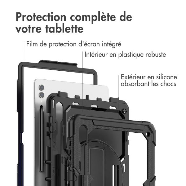 Accezz Coque arrière robuste avec bandoulière Samsung Galaxy Tab S10 Ultra / Tab S9 Ultra 14.6 pouces - Noir