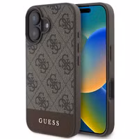 Guess Coque arrière Bottom Stripe 4G Apple iPhone 16 - Marron