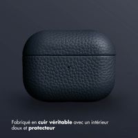 Accezz Coque en Cuir véritable Apple AirPods Pro - Bleu foncé