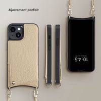 Selencia Coque arrière avec cordon et porte-cartes Nova iPhone 14 - Beige