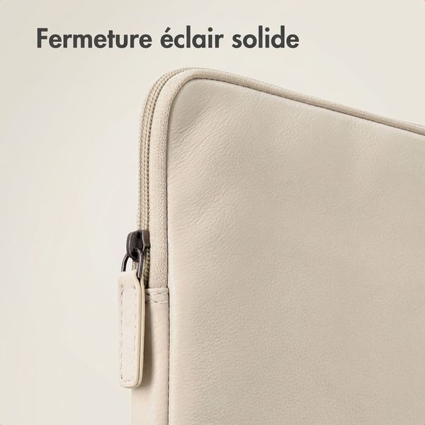 Accezz Pochette ordinateur Leather avec fermeture éclair 13-14 pouces - Beige