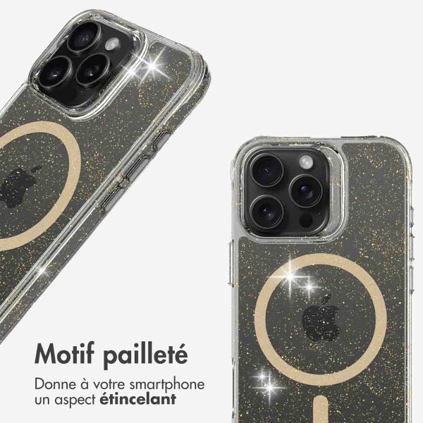 imoshion Coque arrière transparente Pailletée avec MagSafe Apple iPhone 16 Pro Max - Doré