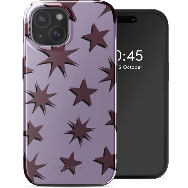 Selencia Coque arrière Vivid Tough avec MagSafe iPhone 15 - Stars Plum Lilac