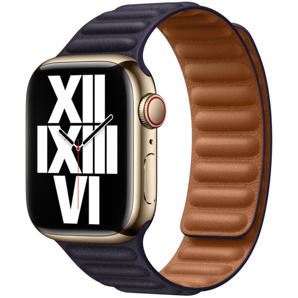 Apple Bracelet Leather Link Apple Watch Series 1 t/m 9 / SE (38/40/41 mm) | Series 10 / 11 (42 mm) - Taille M/L - Ink