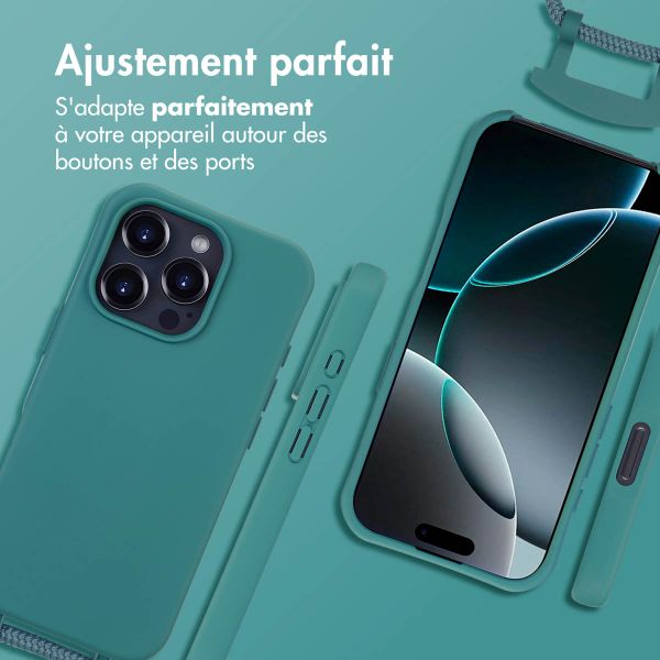 imoshion Coque arrière Color avec cordon amovible et MagSafe Apple iPhone 16 Pro Max - Vert foncé