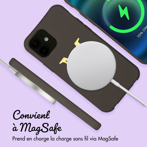 Coque de couleur personnalisée MagSafe avec cordon amovible  et lettre iPhone 12 Pro - Black Coffee