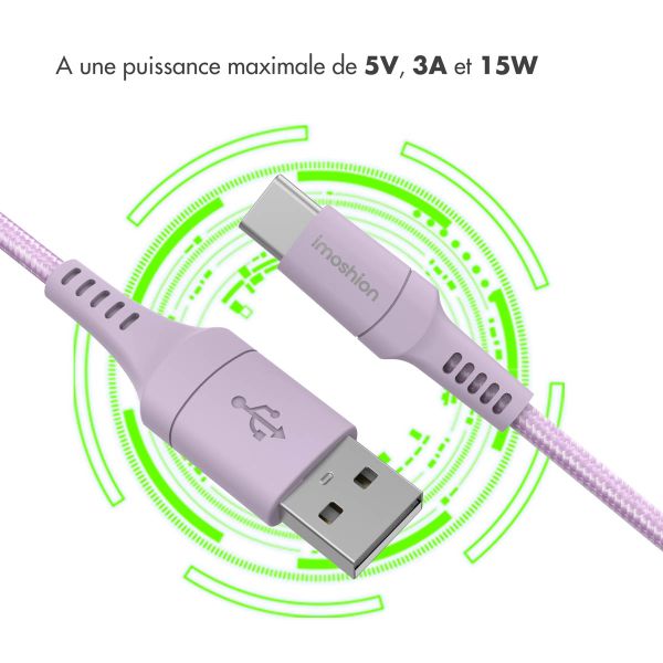 imoshion Braided USB-C vers câble USB - 1 mètre - Lilas