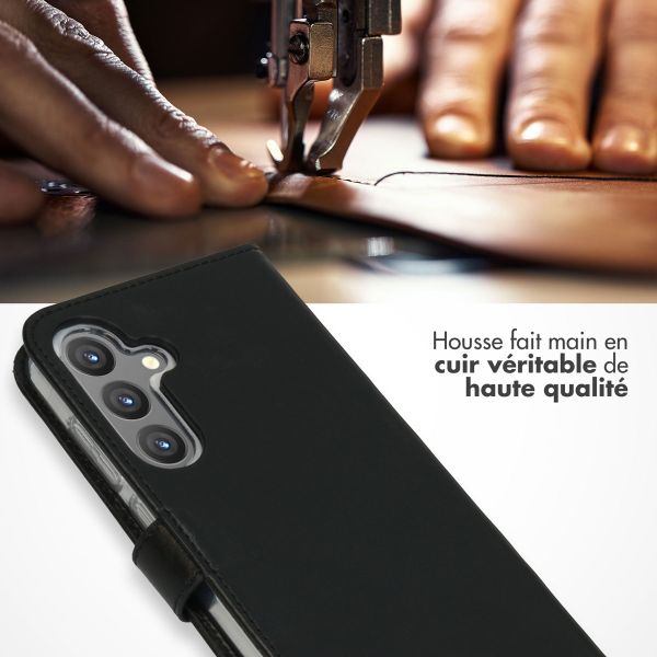 Selencia Étui portefeuille en cuir véritable Samsung Galaxy S24 Plus - Noir