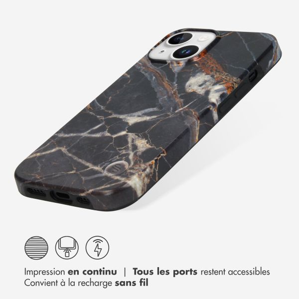 Selencia Aurora Coque Fashion iPhone 15 - Coque durable - 100% recyclée - Marbre Noir