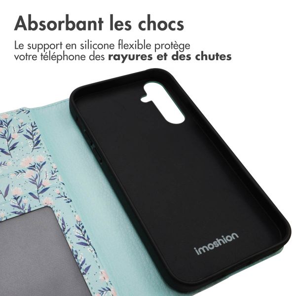 imoshion Étui de télephone portefeuille Design Samsung Galaxy A55 - Blue Flowers